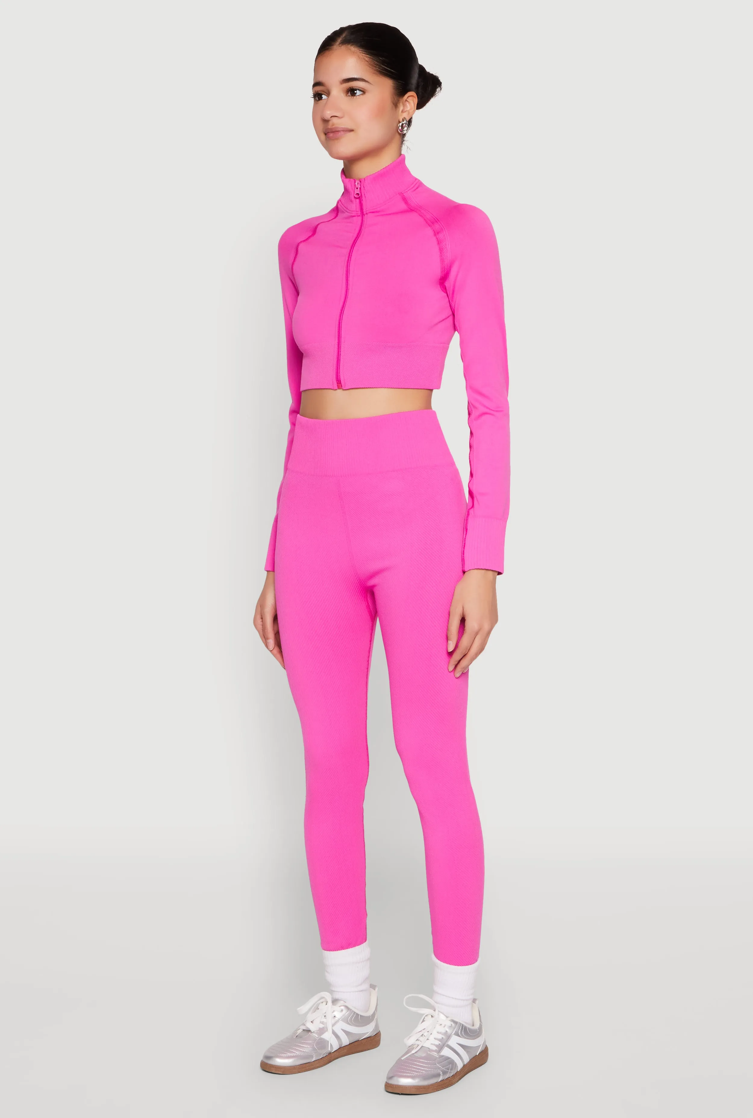 Seamless Mock Neck Zip Front Track Jacket