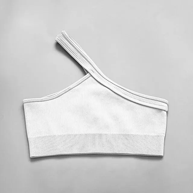 Seamless Women Yoga Set - Gym Sportswear 2 Piece, Sexy One Shoulder Sports Bra, High Waist Shorts, Summer Running Workout Clothes