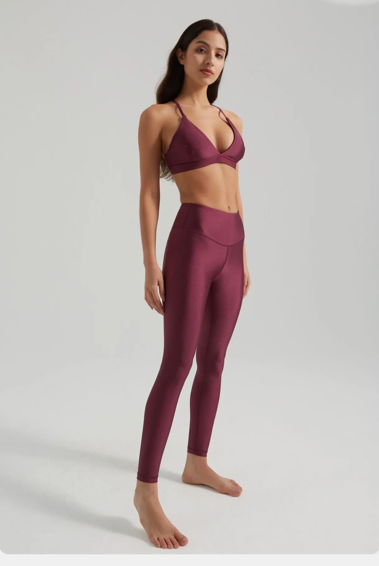 Sexy Triangle Bra Nude Feel High Waist Yoga Two Piece Set