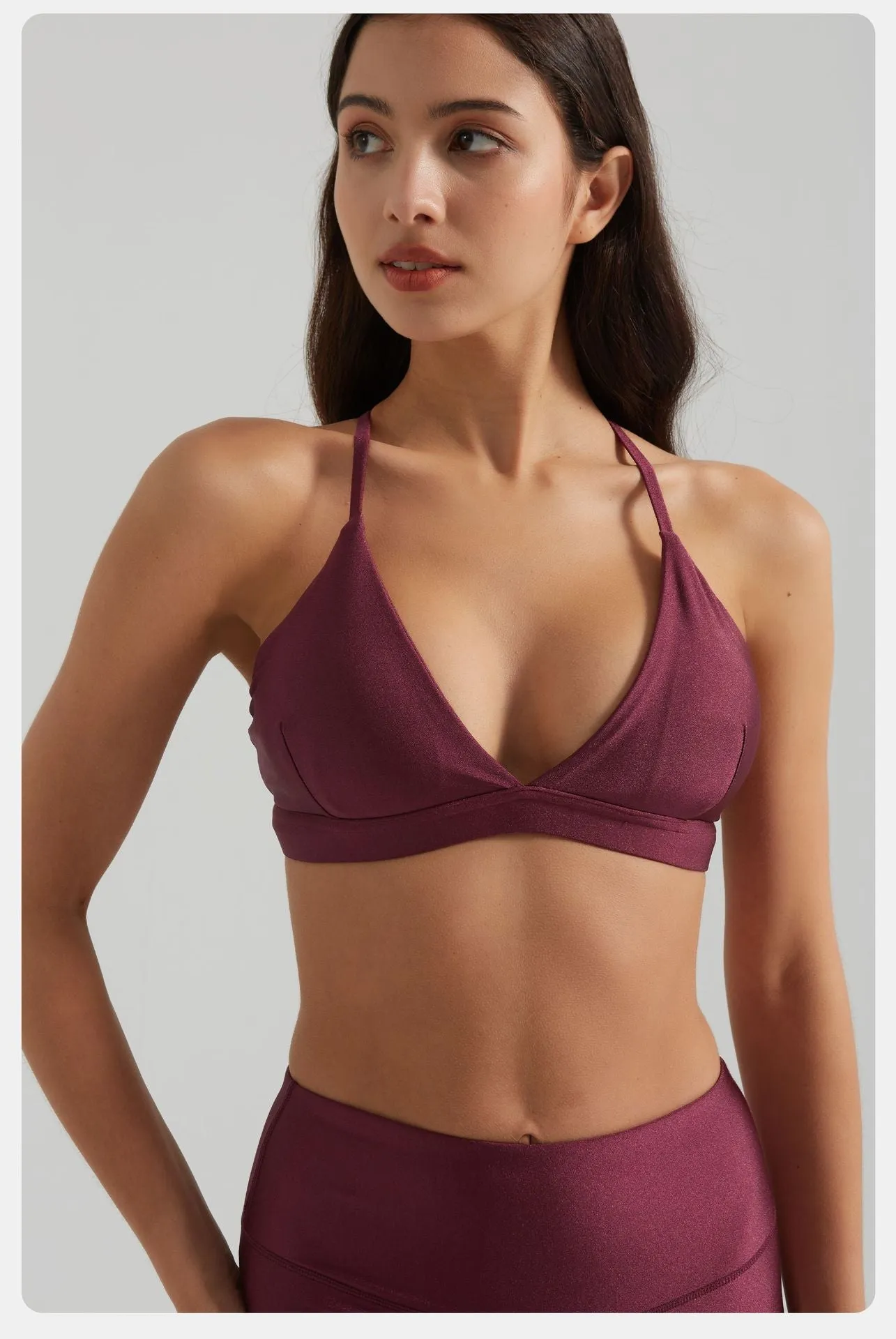 Sexy Triangle Bra Nude Feel High Waist Yoga Two Piece Set