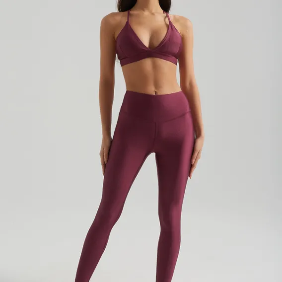 Sexy Triangle Bra Nude Feel High Waist Yoga Two Piece Set