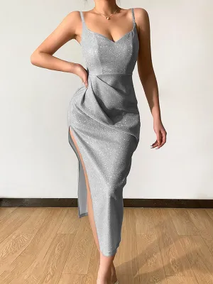 Shimmer Dress With Side Rouching