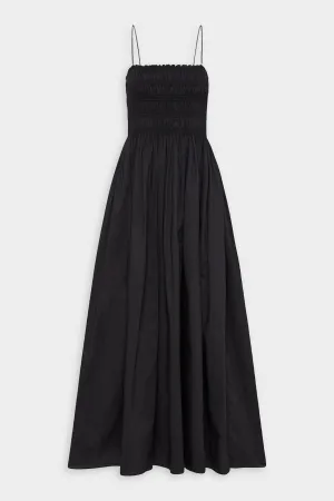 Shirred Bodice Dress in Black