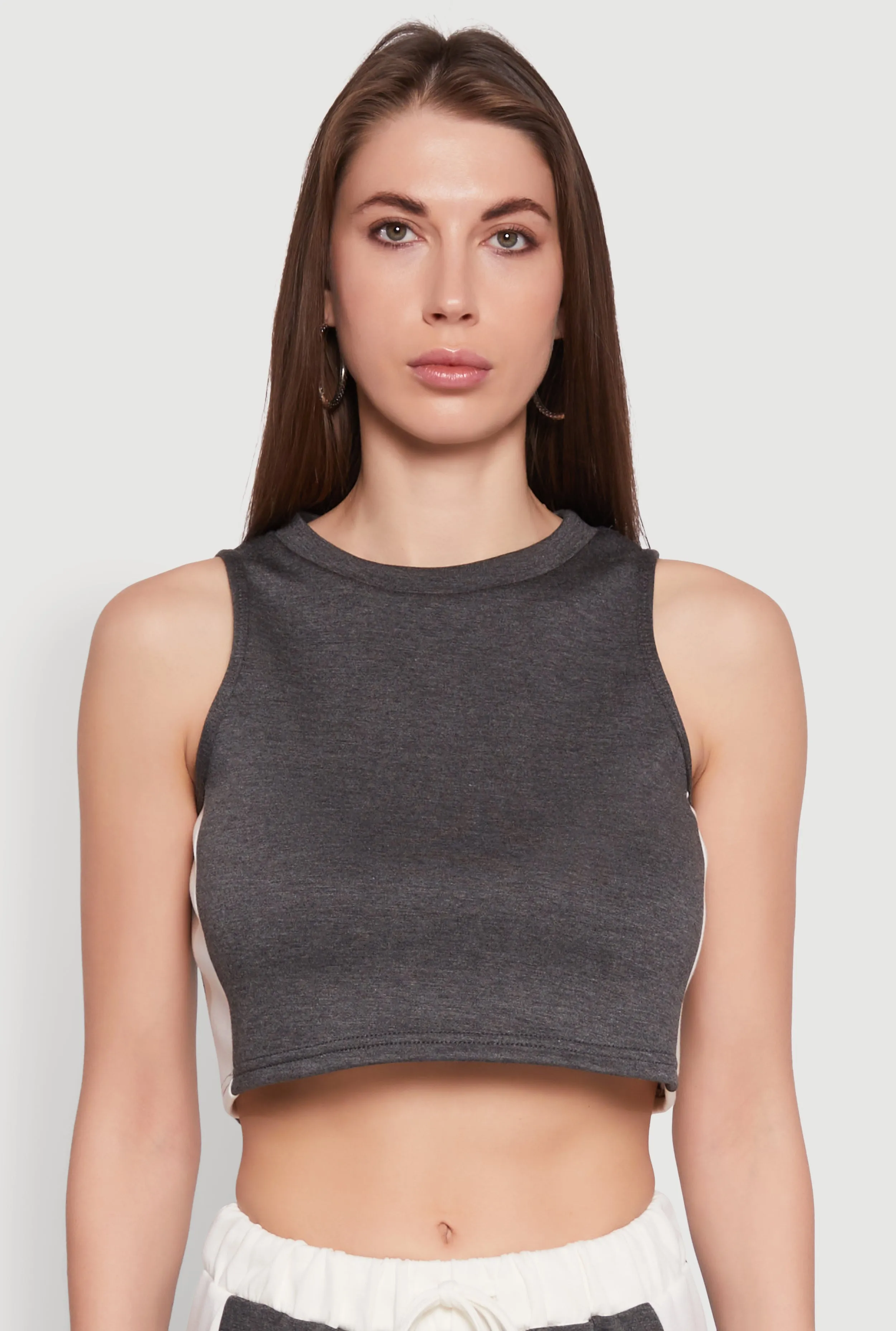 Side Contrast Cropped Tank Top