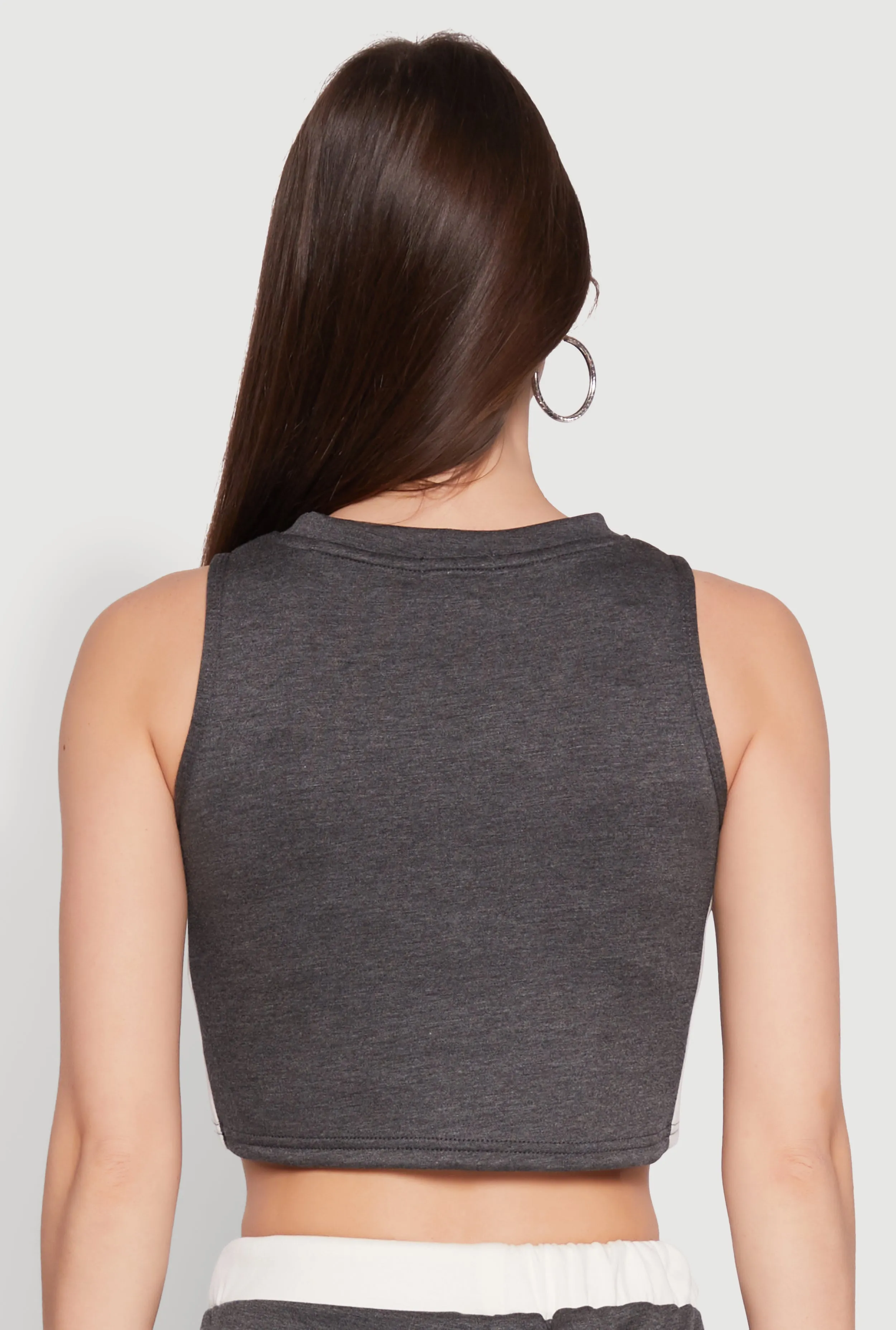Side Contrast Cropped Tank Top