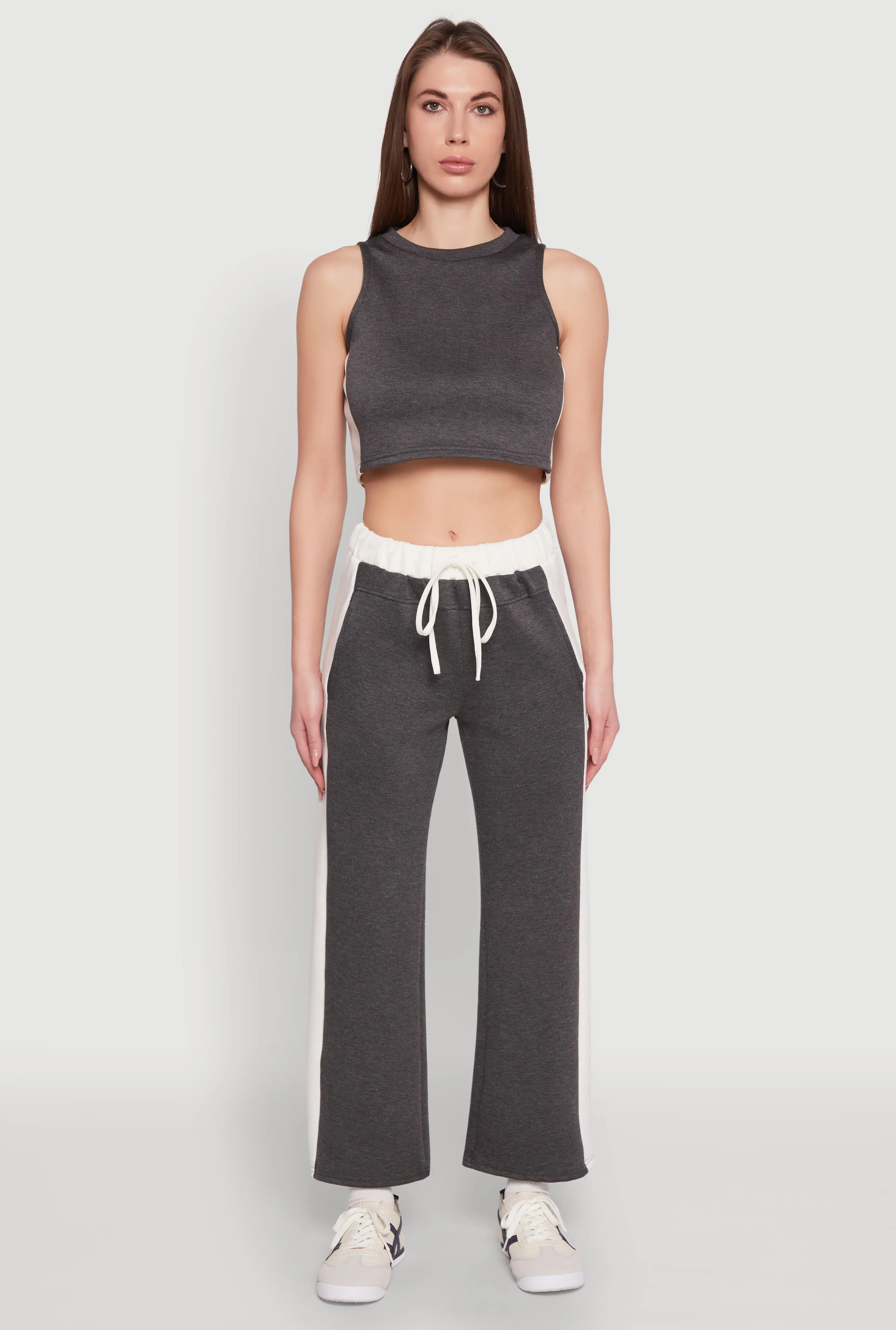Side Contrast Cropped Tank Top