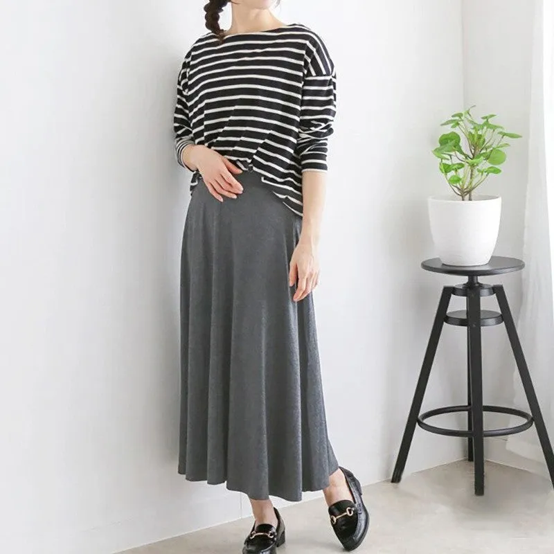 Simple Sweet Solid Color Elastic Waist Skirt