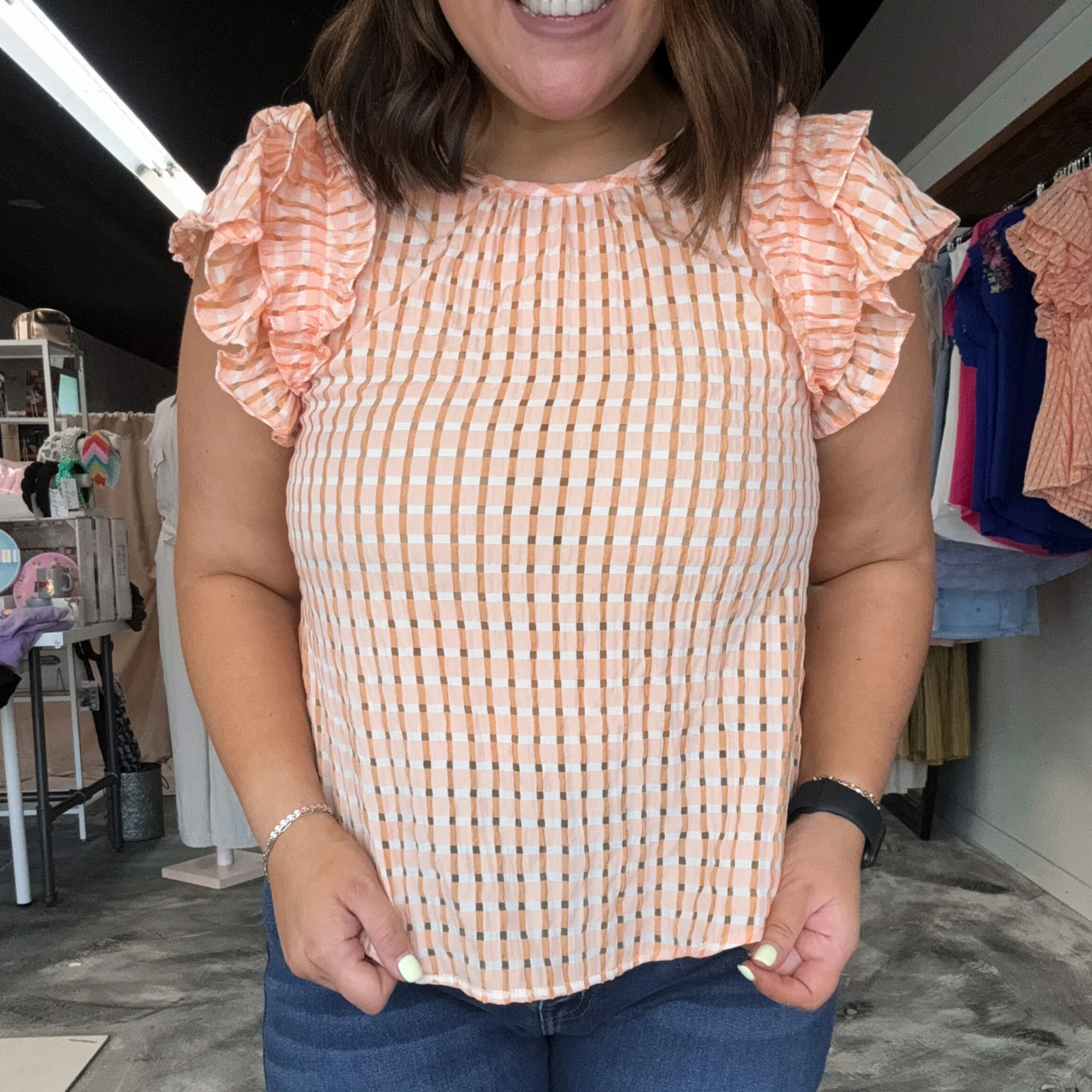 Simply Sweet Checkered Mango Top