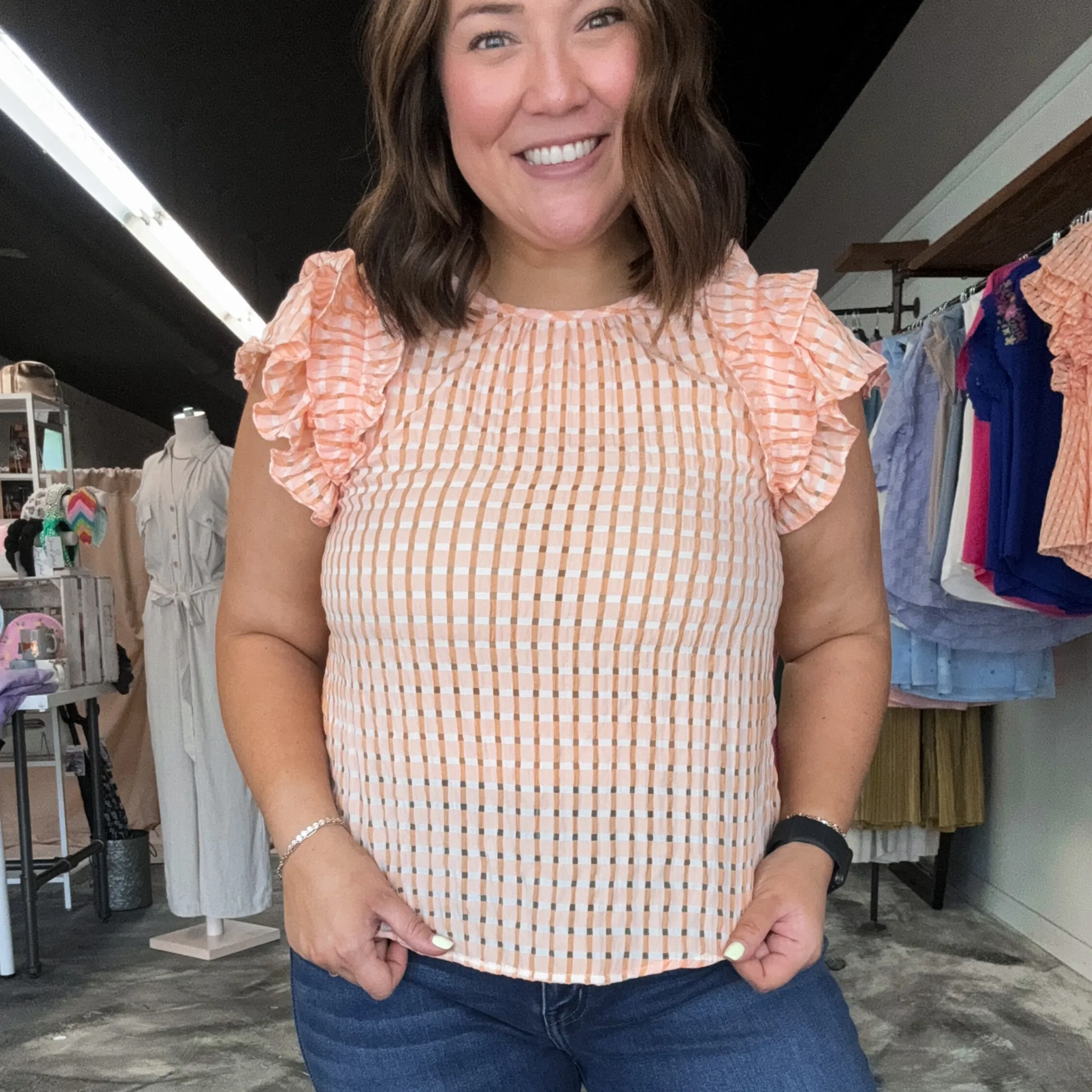 Simply Sweet Checkered Mango Top