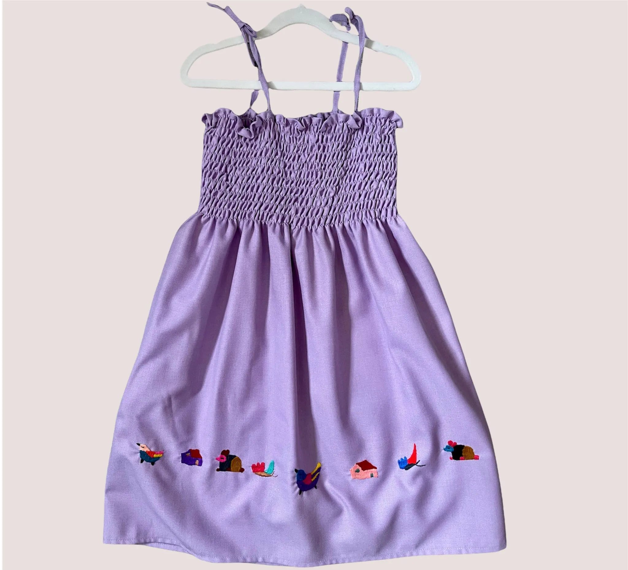 Size 8 Tube Top Traditional Embroidered Dress from El Salvador