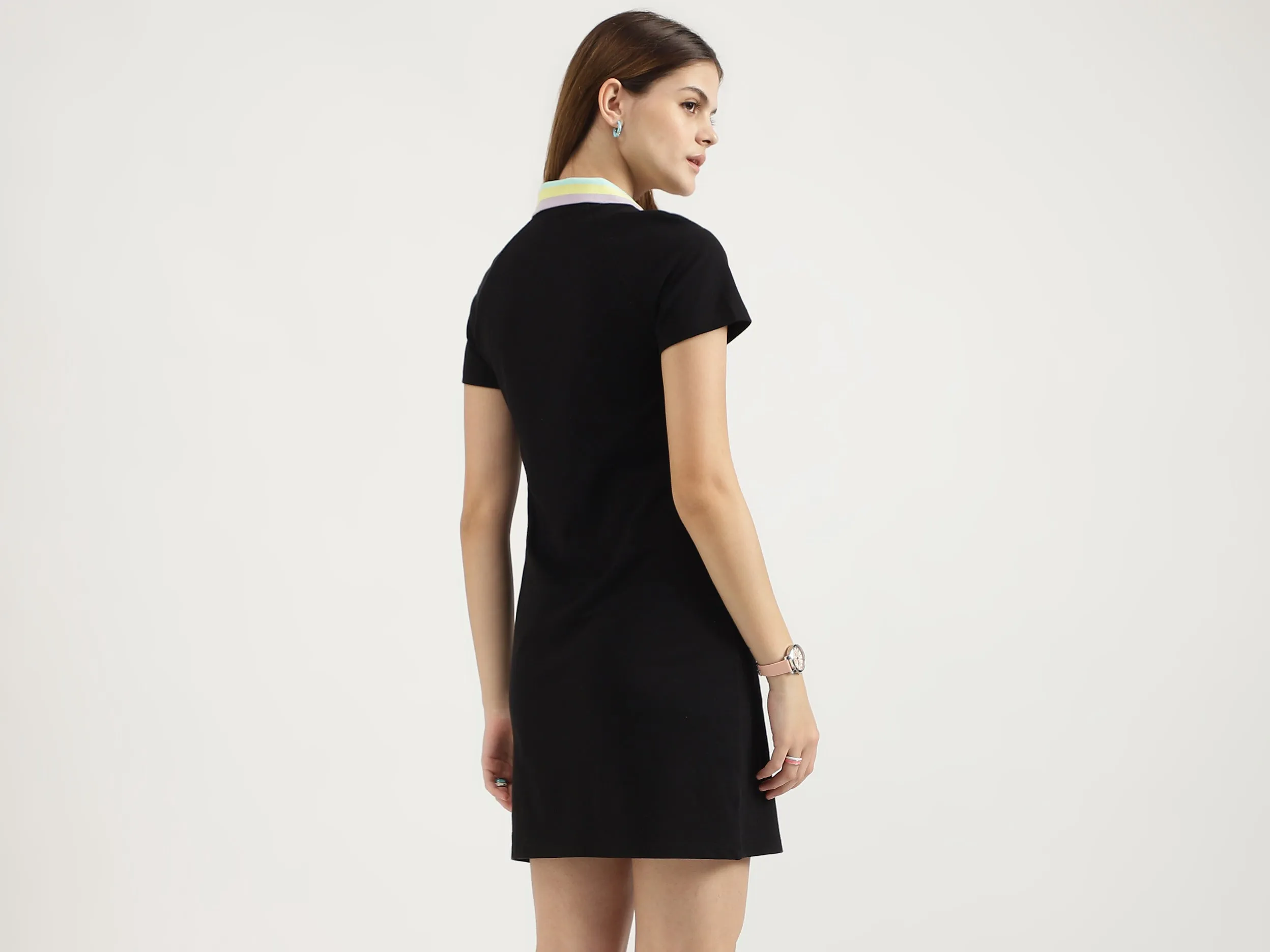 Skinny Fit Polo Neck Solid Dresses