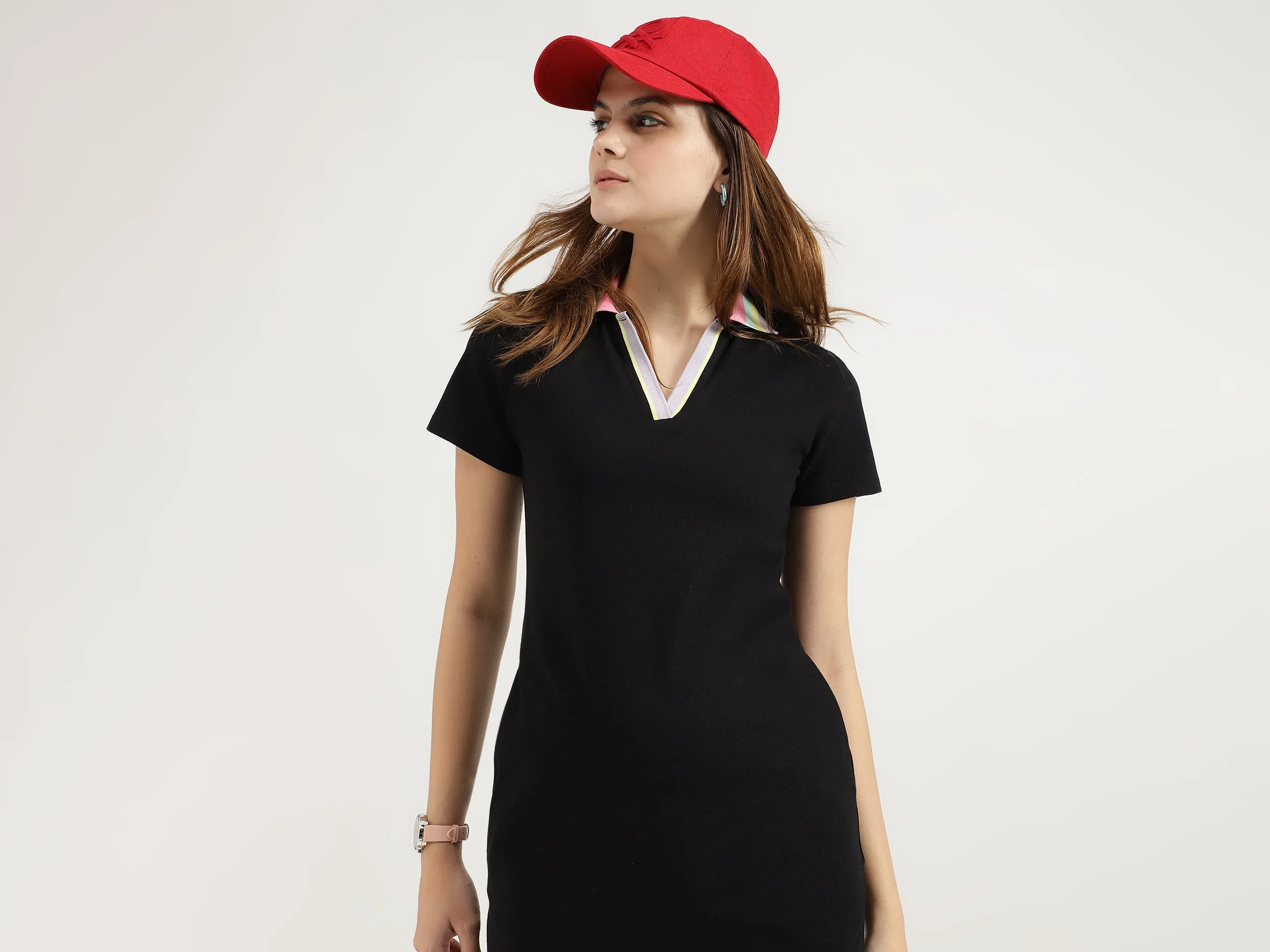 Skinny Fit Polo Neck Solid Dresses
