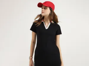 Skinny Fit Polo Neck Solid Dresses