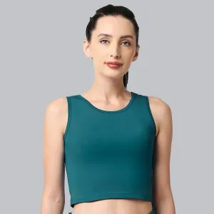 Sleeveless Activewear Solid Sports Crop Top