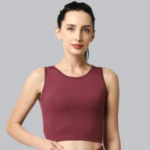 Sleeveless Activewear Solid Sports Crop Top