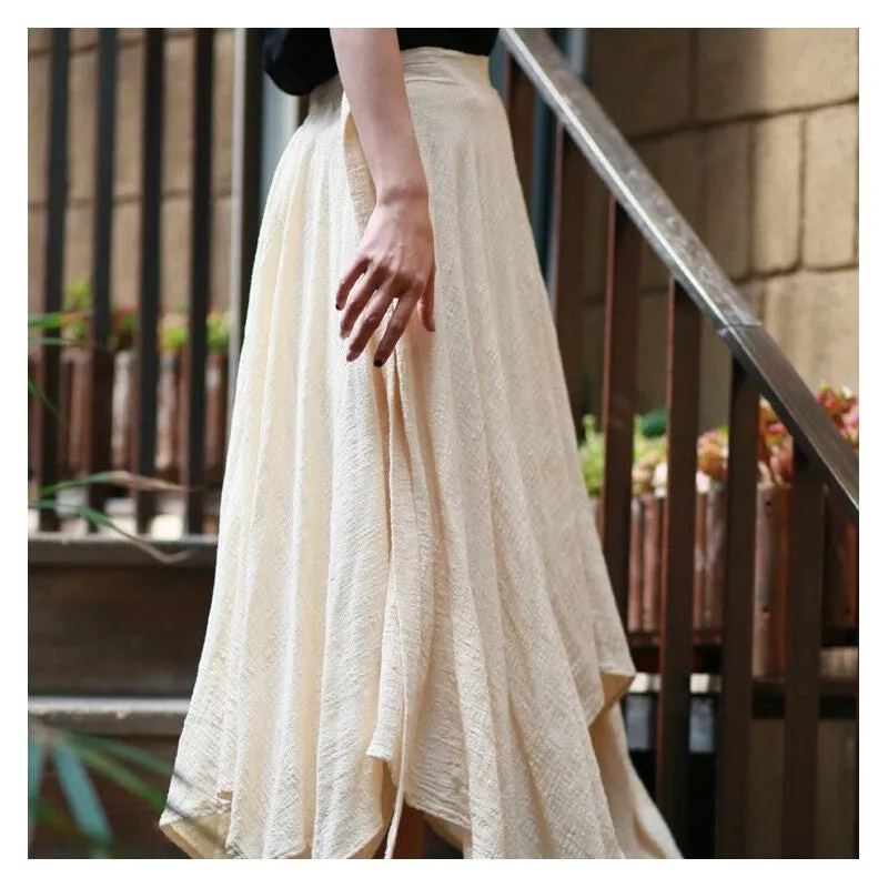 Solid Color Asymmetrical Skirt With Draping