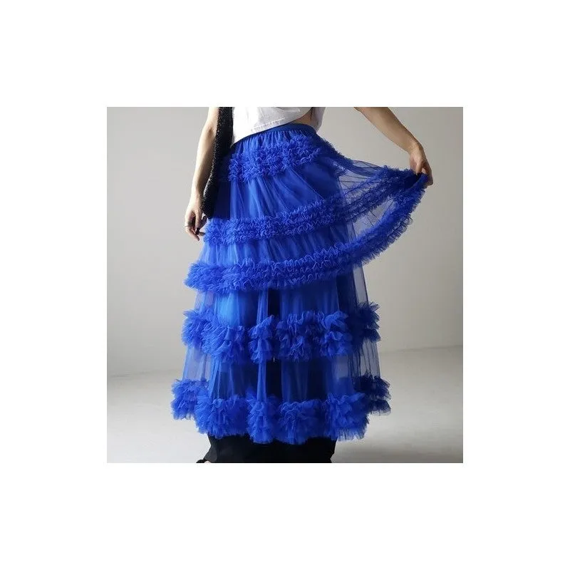 Solid Color Elastic Waist Anti-Light Leakage Mesh Half Skirt