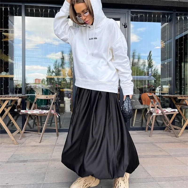 Solid Color Fashionwear Satin Balloon Skirt