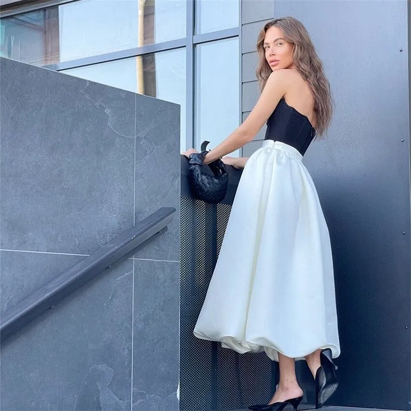 Solid Color Fashionwear Satin Balloon Skirt