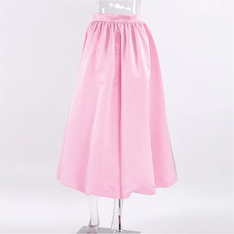 Solid Color Fashionwear Satin Balloon Skirt