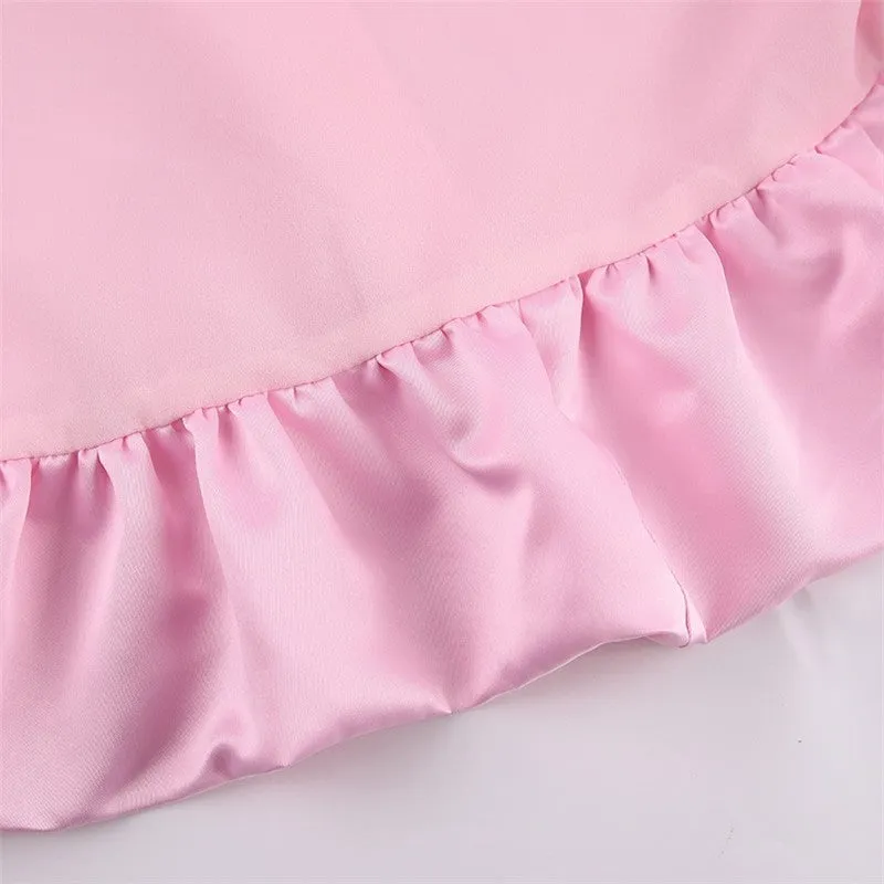 Solid Color Fashionwear Satin Balloon Skirt