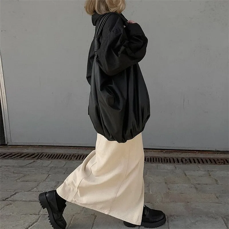 Solid Color High Waist Slit Midi Skirt