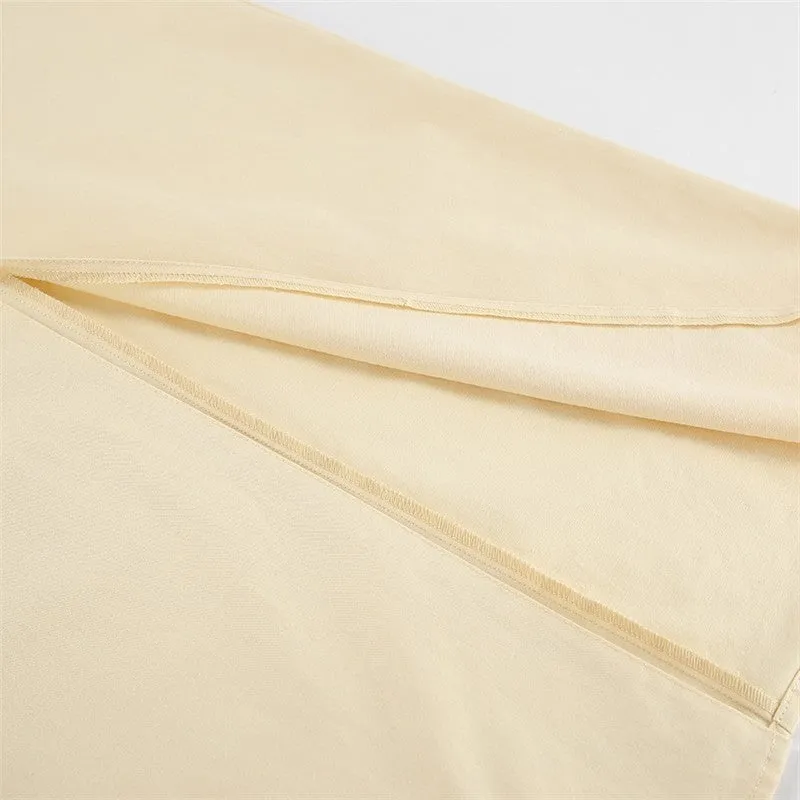 Solid Color High Waist Slit Midi Skirt