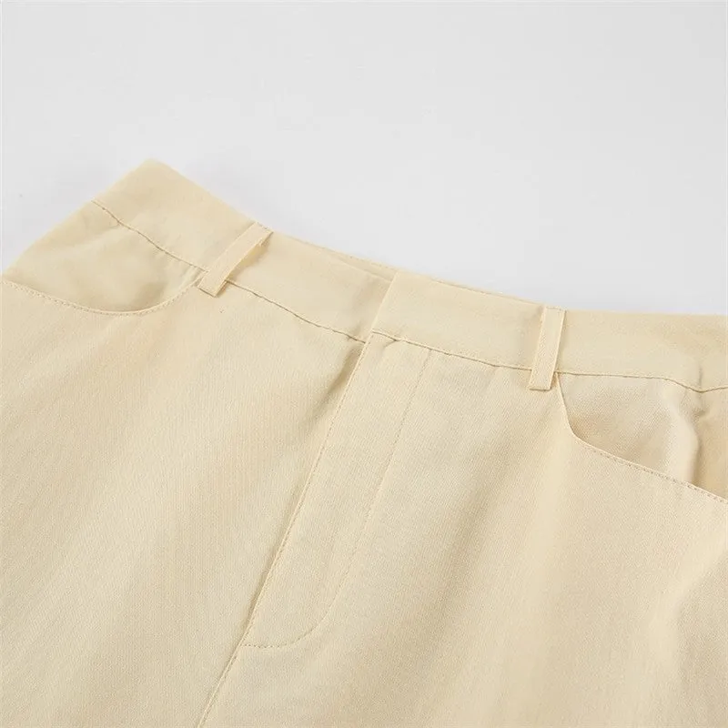 Solid Color High Waist Slit Midi Skirt