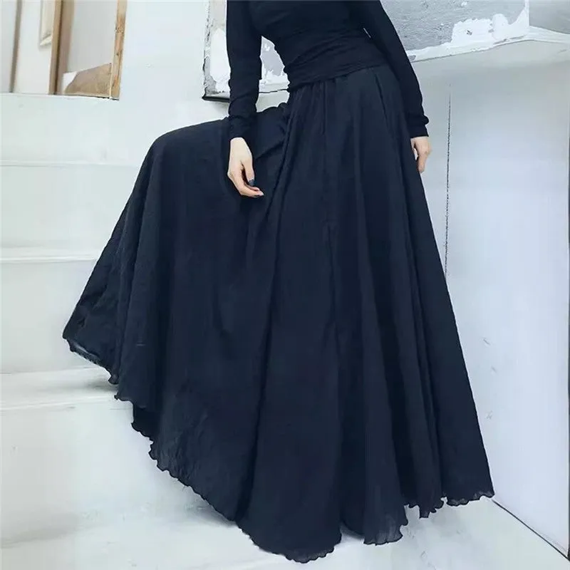 Solid Color Irregular A-Line Midi Skirt
