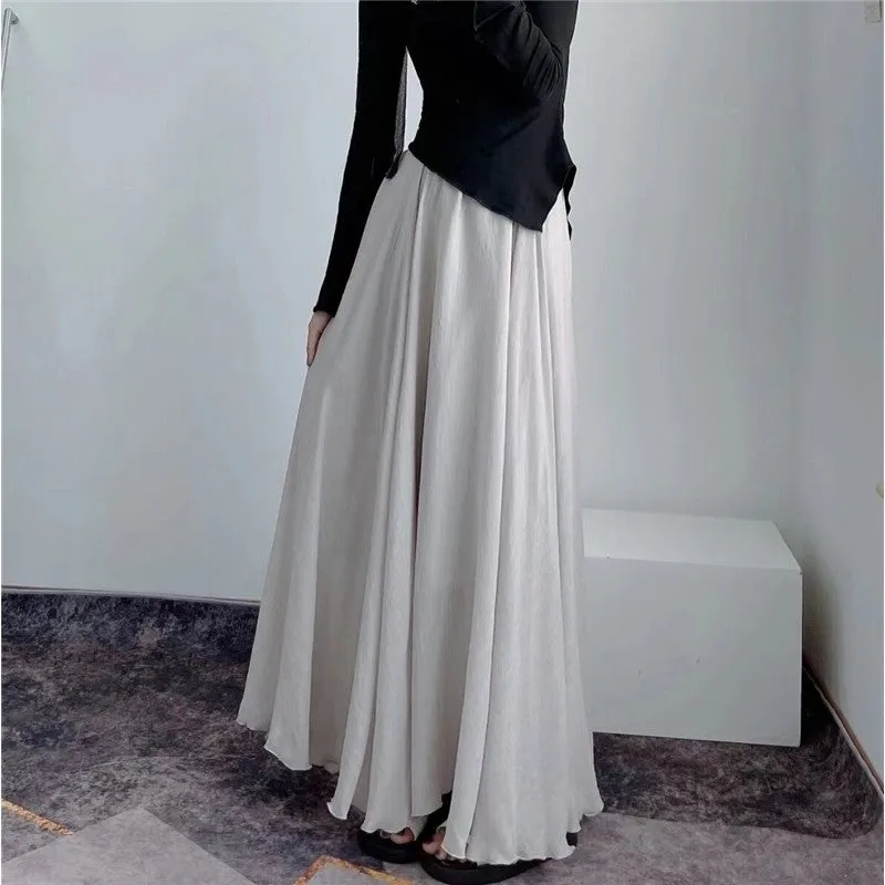 Solid Color Irregular A-Line Midi Skirt