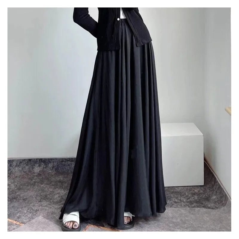 Solid Color Irregular A-Line Midi Skirt