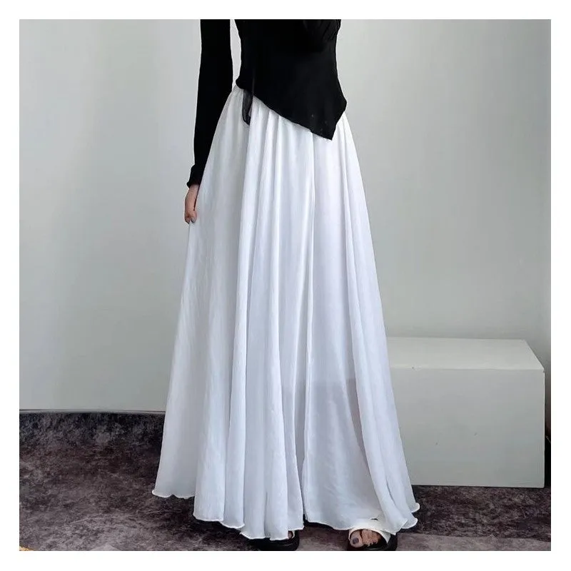 Solid Color Irregular A-Line Midi Skirt