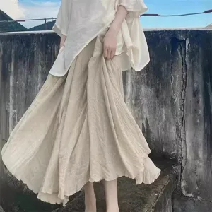 Solid Color Irregular A-Line Midi Skirt