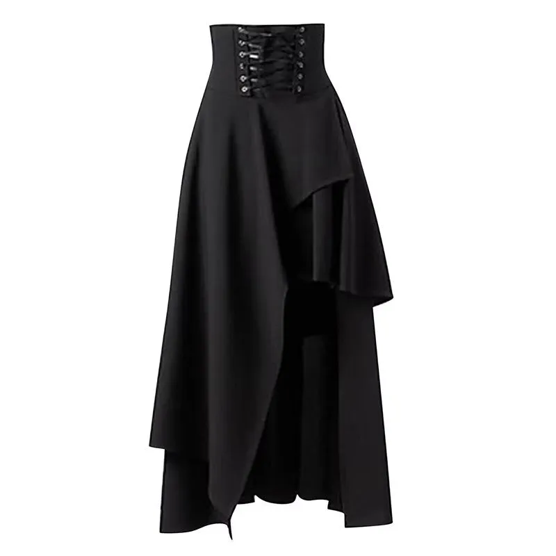 Solid Color Irregular Half-Body Long Skirt
