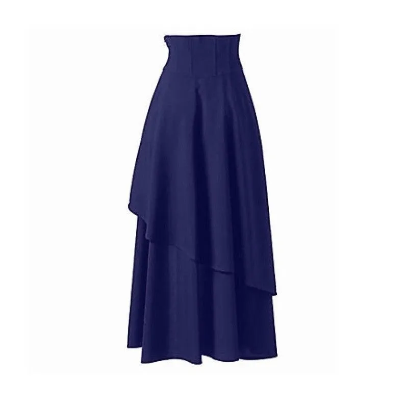 Solid Color Irregular Half-Body Long Skirt