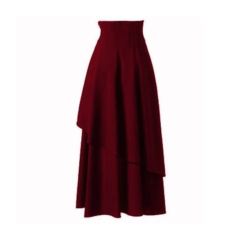 Solid Color Irregular Half-Body Long Skirt