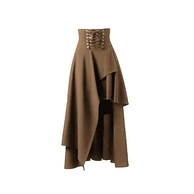 Solid Color Irregular Half-Body Long Skirt