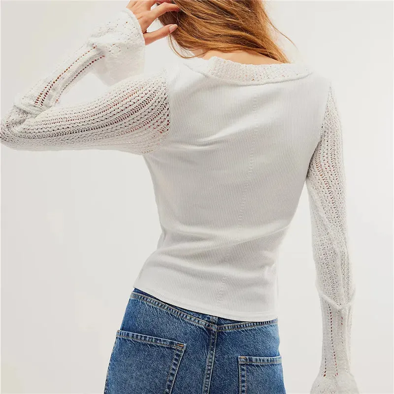 Solid Long-Sleeve Knit Top