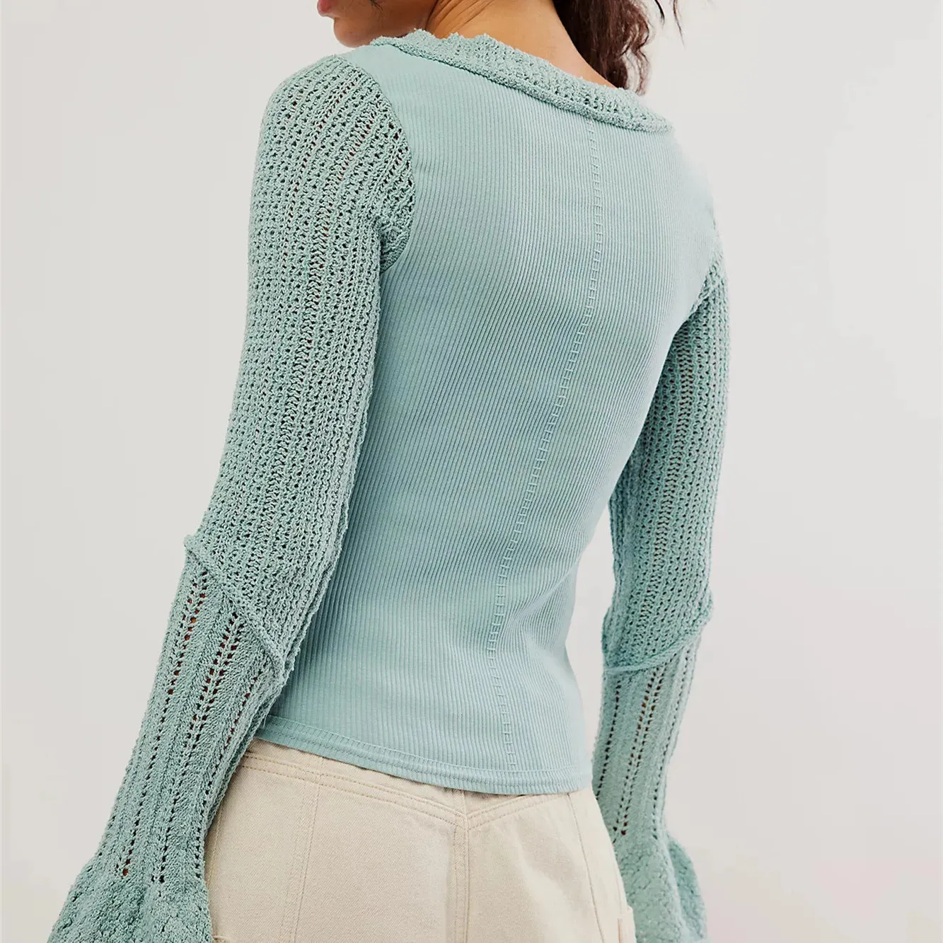 Solid Long-Sleeve Knit Top