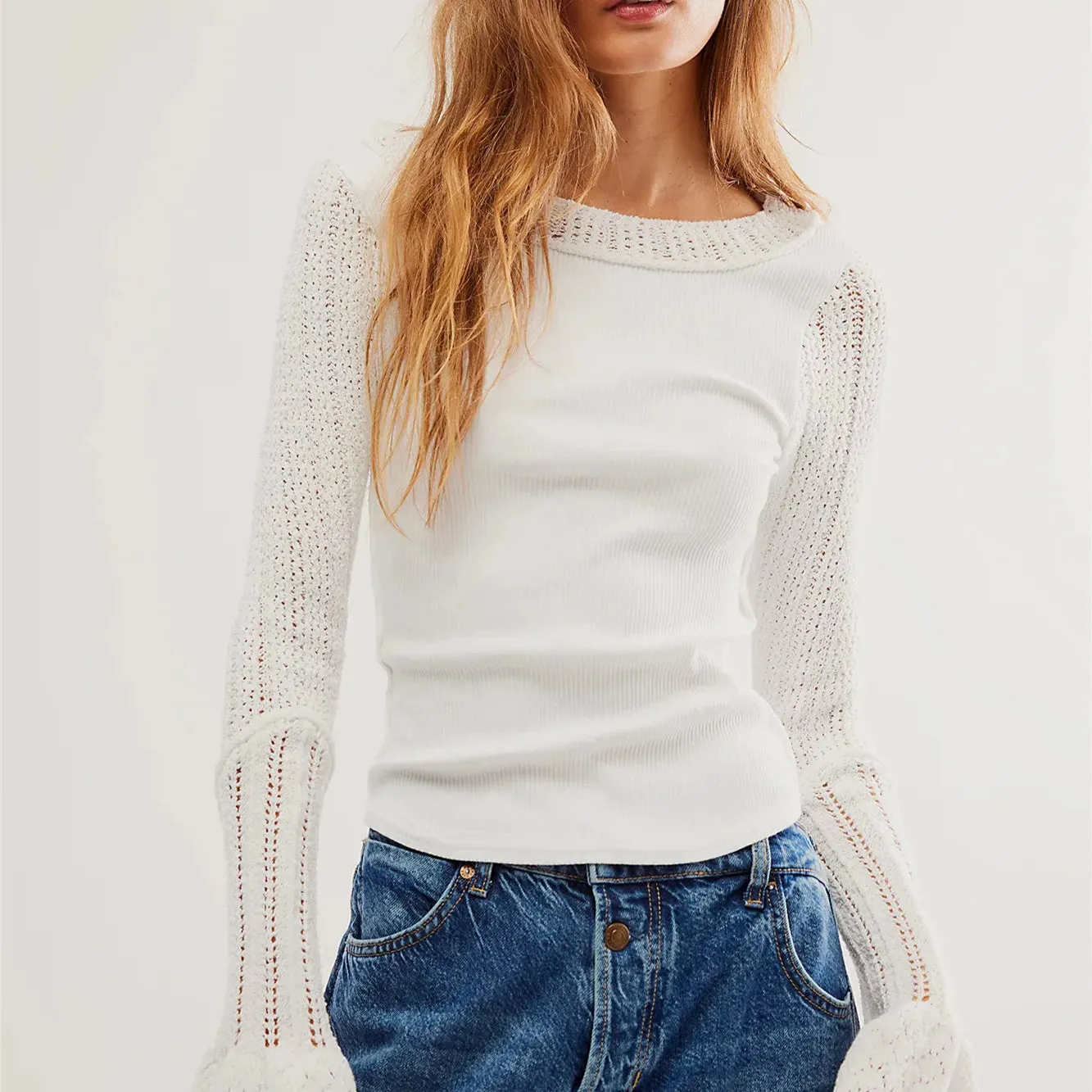 Solid Long-Sleeve Knit Top