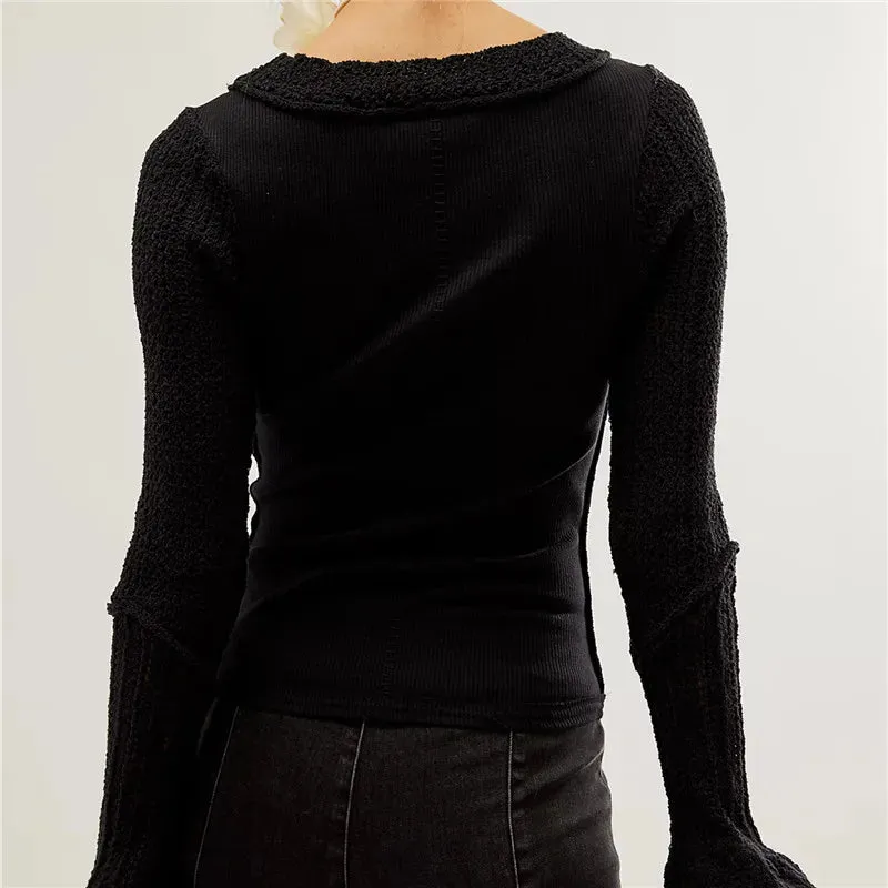 Solid Long-Sleeve Knit Top