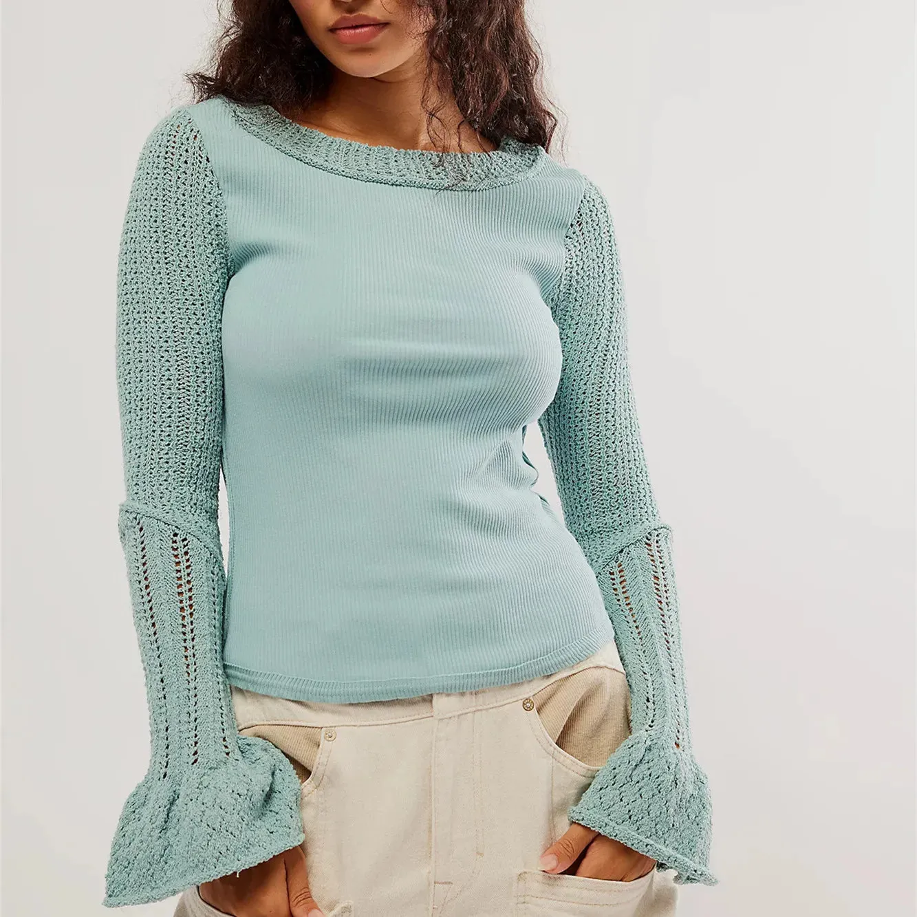 Solid Long-Sleeve Knit Top