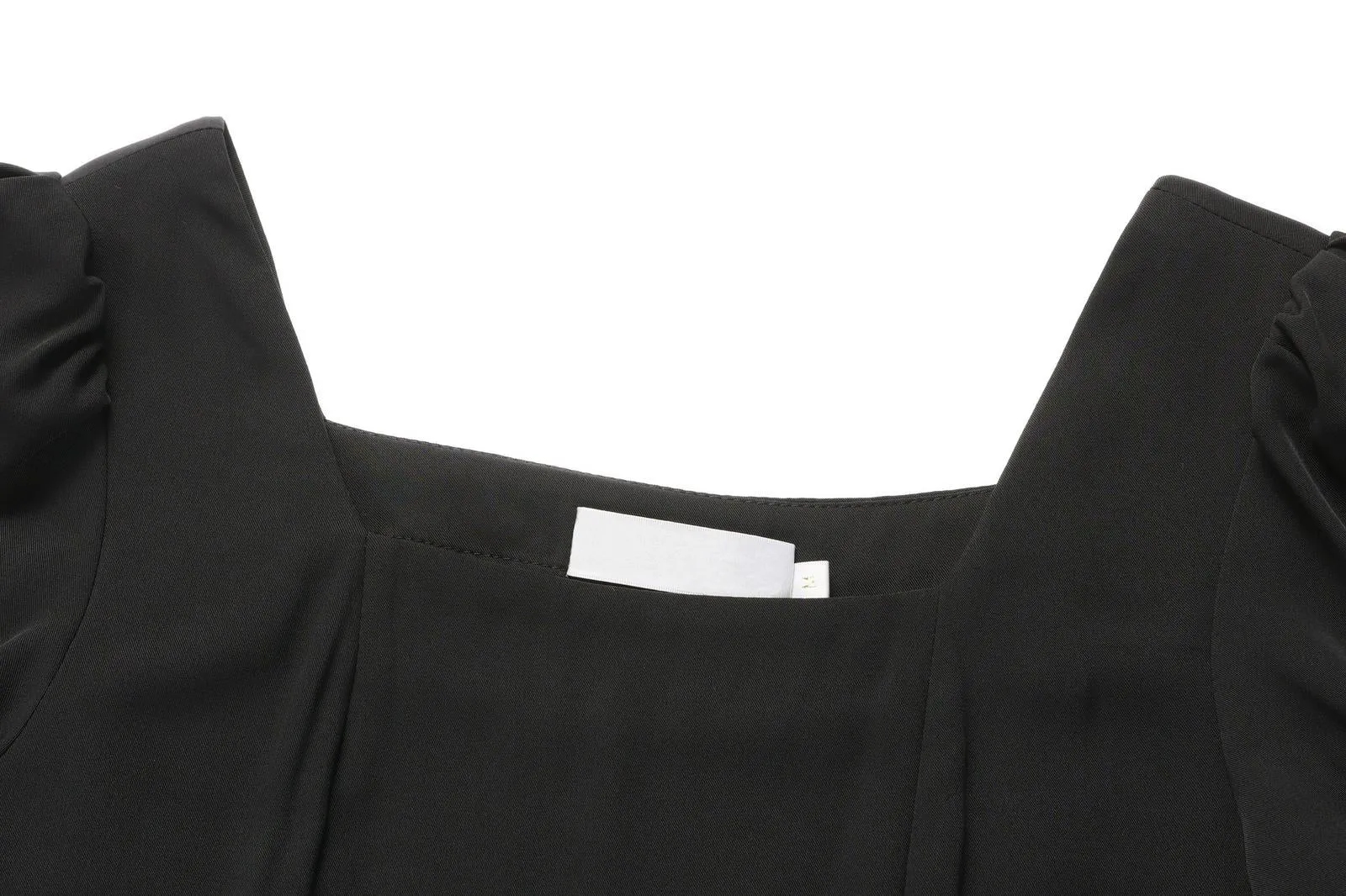 Sophisticated Solid Color Retro Dress Featuring Pleats and a Square Neck