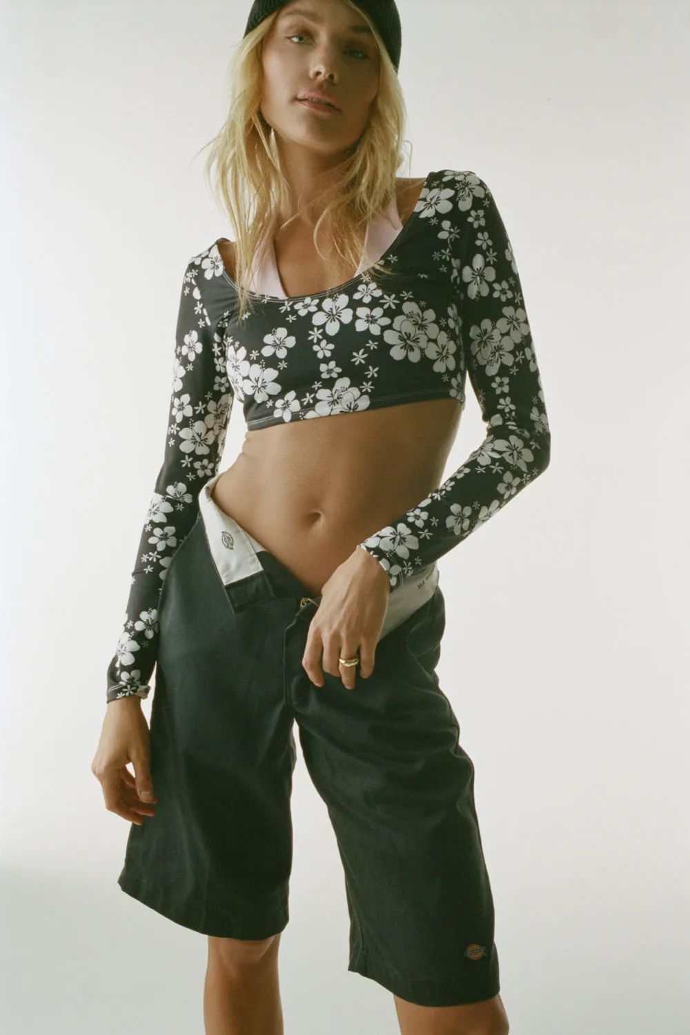 Speedy Long Sleeve Floral Crop Top - Plush Plumeria