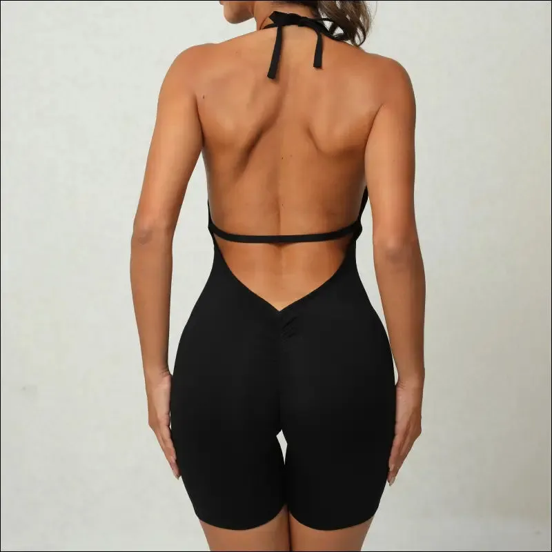 Sporty jumpsuit woman short lycra fitness overalls with padding workout clothes for women gym sets