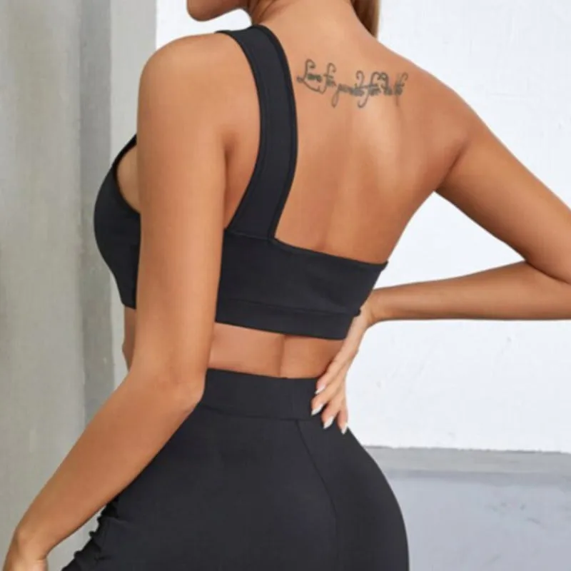 Sporty One Shoulder Top and Shorts Matching Set