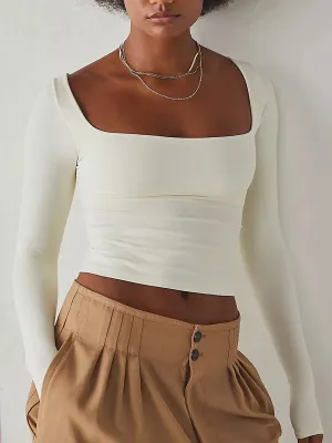 Square Neck Long Sleeve Top