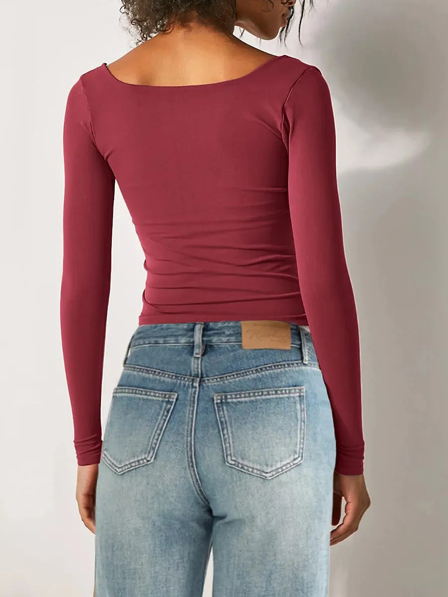 Square Neck Long Sleeve Top