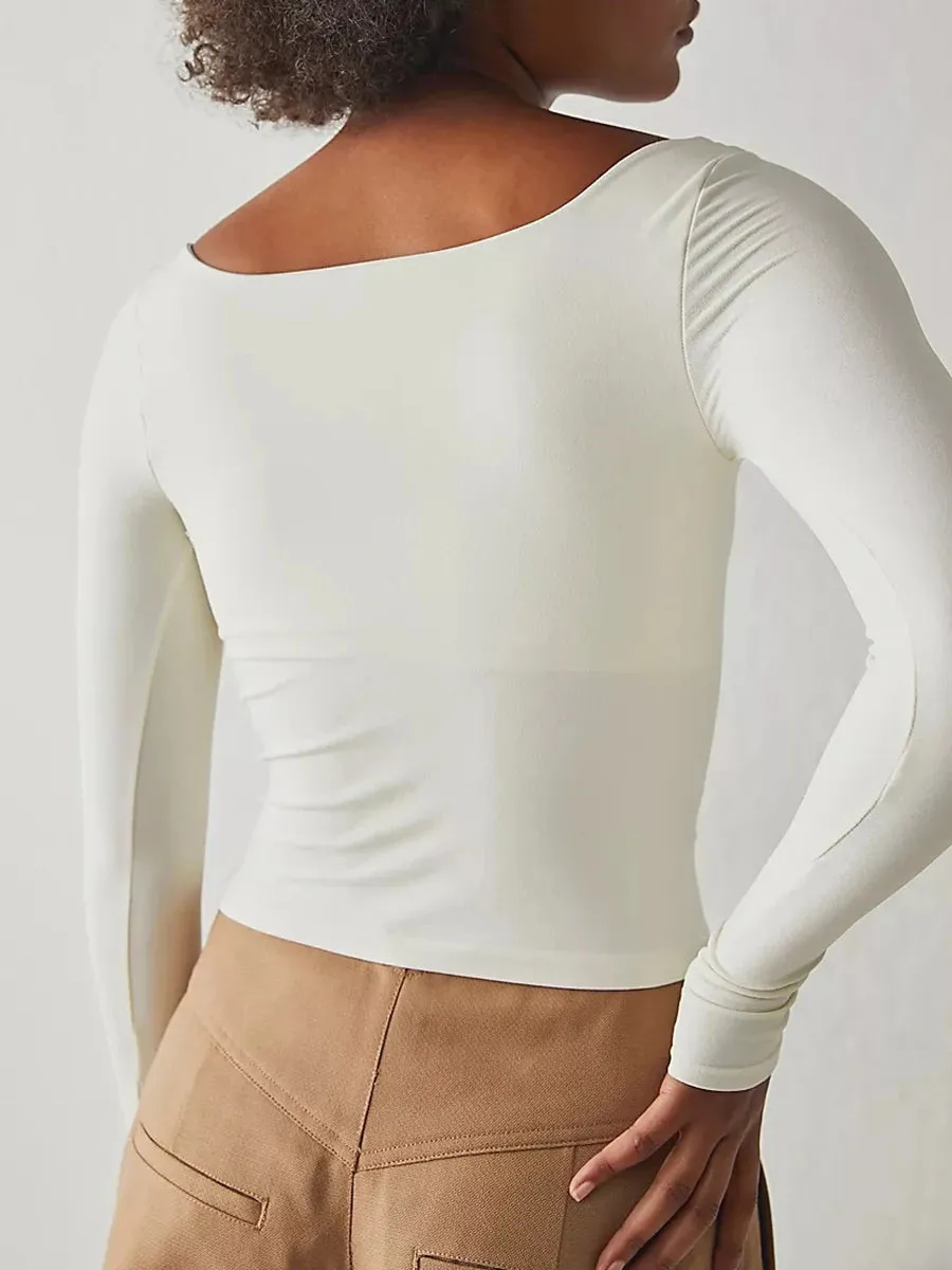 Square Neck Long Sleeve Top