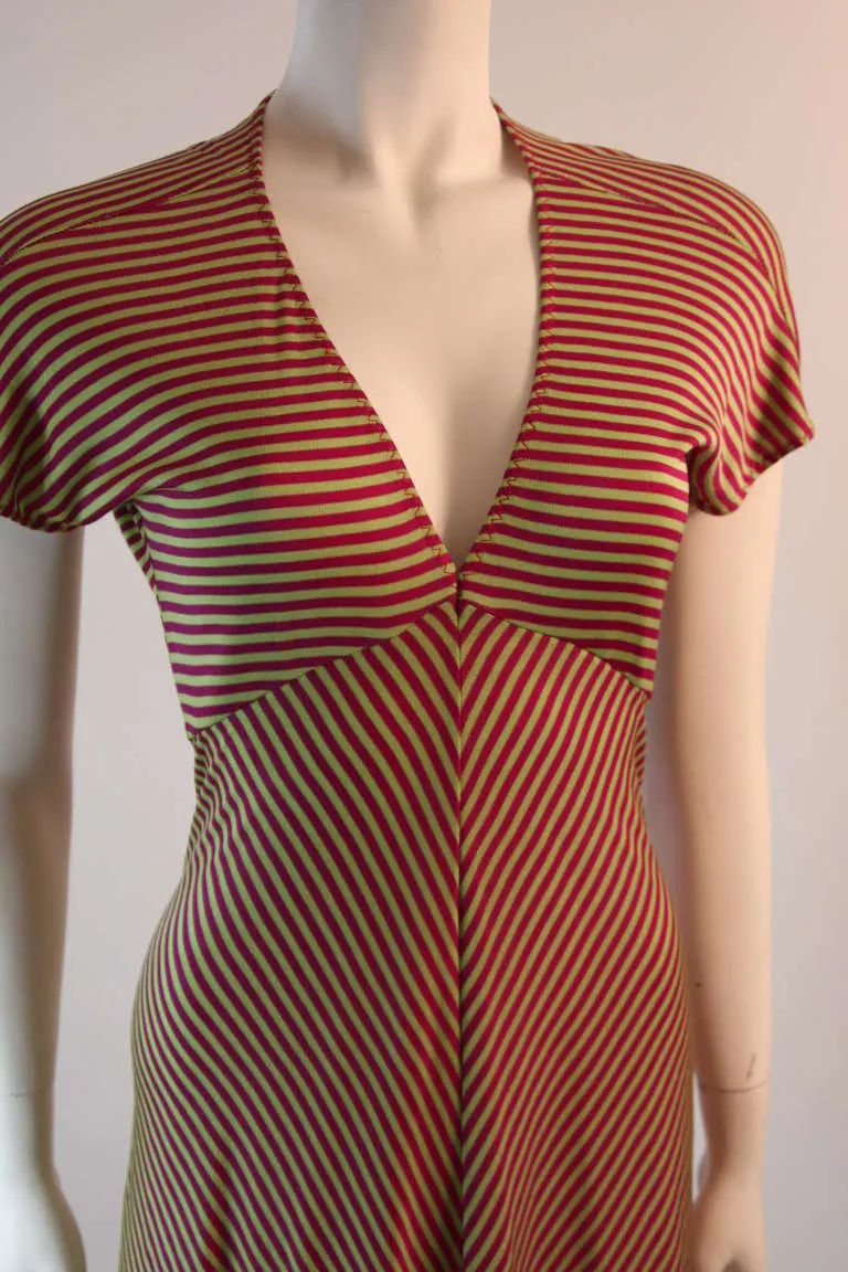 STEPHEN BURROWS 1970s V-neck Empire Waist Jersey Dress